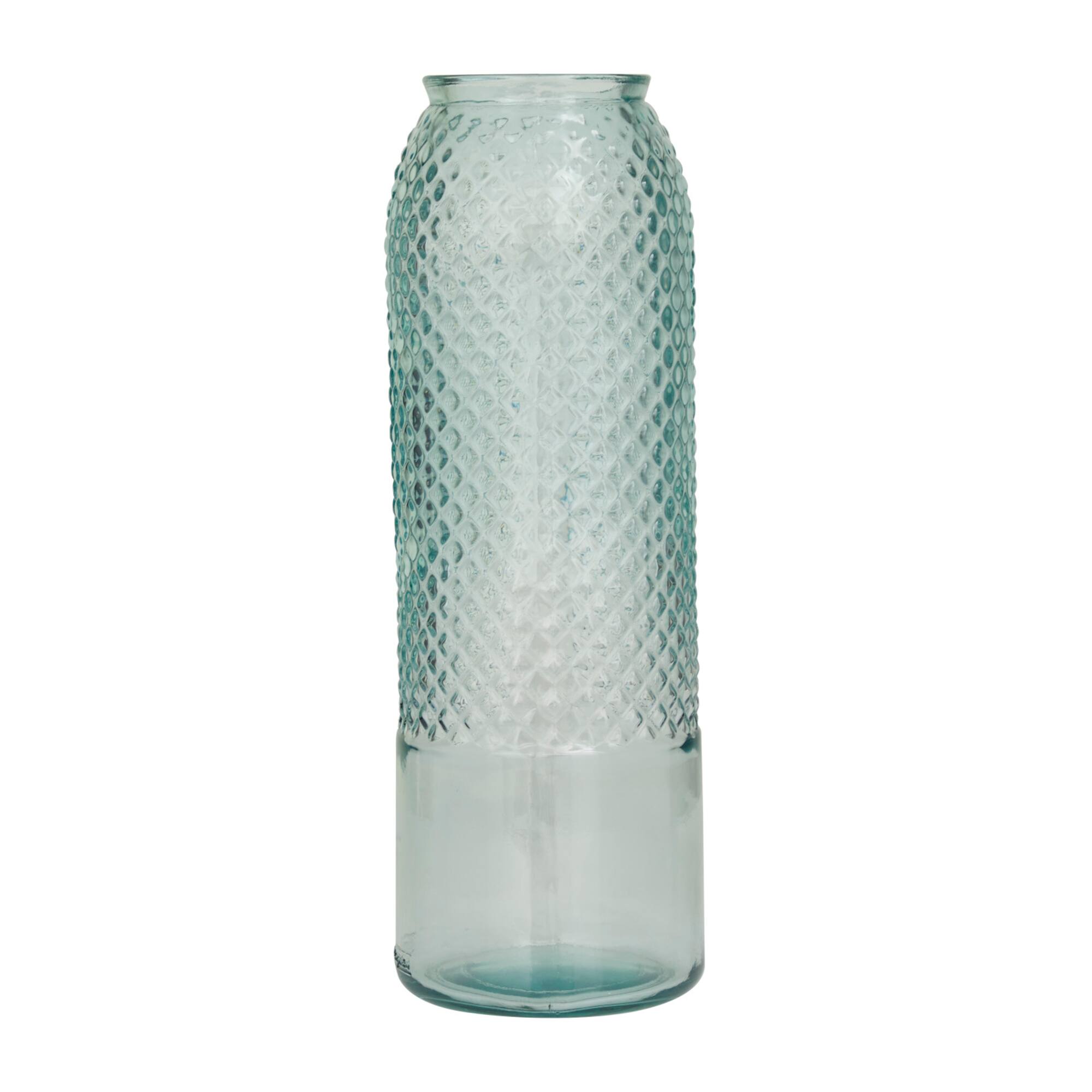 Blue Recycled Glass Handmade Spanish Vase 6" x 6" x 17"